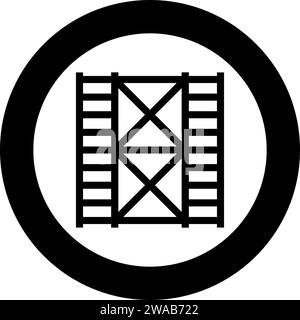 Scaffolding prefabricated construction frame floors two 2 icon in circle round black color vector illustration image solid outline style simple Stock Vector