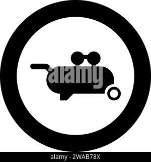 Air compressor pneumatic icon in circle round black color vector illustration image solid outline style simple Stock Vector