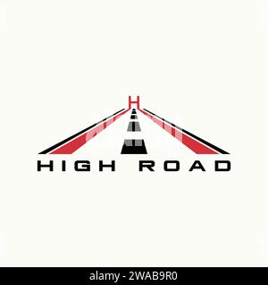 Logo design graphic concept creative premium abstract vector stock unique road with letter H font like bridge. Related to automotive driving freeway Stock Vector