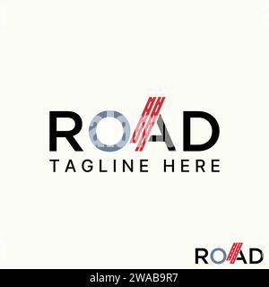 Logo design graphic concept creative premium abstract vector stock letter initial ROAD font with two way. Related to straight driving freeway vehicle Stock Vector
