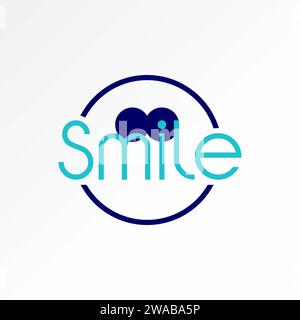 Logo design graphic concept creative premium vector sign unique stock initial letter word Smile font line smiling. Related to monogram happy face Stock Vector