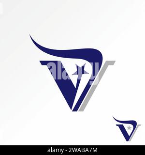Logo design graphic concept creative premium vector stock unique initial letter V or DV font swoosh horn star. Related to monogram typography branding Stock Vector