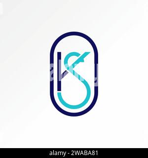 Logo design graphic concept creative premium vector stock unique initial letter KS or SK font cylinder connected. Related monogram typography branding Stock Vector