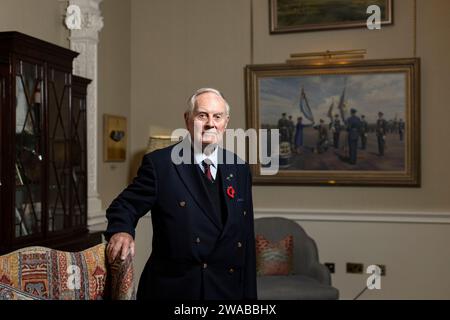 Colin Bell DFC, served in Bomber Command in East Anglia (RAF Downham Market and RAF Wyton) as a 'Pathfinder' pilot of a Mosquito Aircraft during WWII Stock Photo