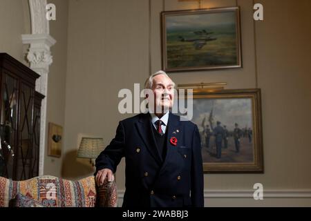 Colin Bell DFC, served in Bomber Command in East Anglia (RAF Downham Market and RAF Wyton) as a 'Pathfinder' pilot of a Mosquito Aircraft during WWII Stock Photo