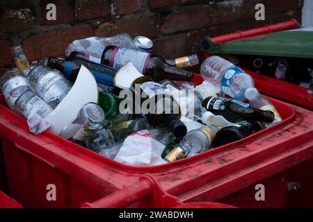 Recycling bin outside a pub, Stratford upon Avon, Warwickshire, England, UK Stock Photo