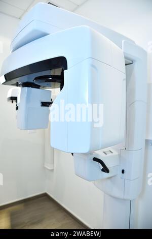 Panoramic computer tomograph with cephalostat.  X-ray machine for creating tomography. Dentistry and health care concept. Stock Photo