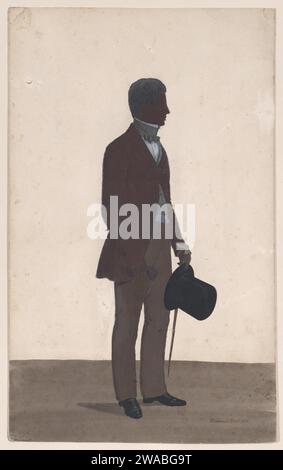 A young man, standing; full length silhouette, profile to right 1938 by W. H. Beaumont Stock Photo