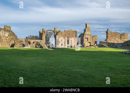 Statue of St Cuthbert,Holy Island Stock Photo