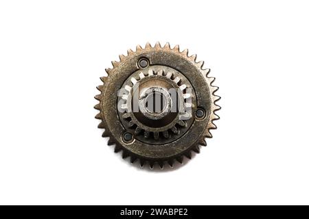 Gear close up on, isolate on a white background, macro photo Stock Photo