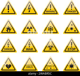 Warnings icons. Caution sign, Exclamation mark, Risk attention. Danger ...