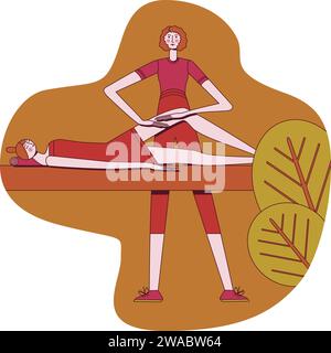 Anti cellulite massage with professional massage therapist in spa. Overweight treatment. SPA design concept. Isolated flat vector illustration. Stock Vector