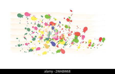 Rainbow paint splash background. Colorful explosion of holi paint. Colorful watercolor splashes. Bright watercolor vector spots. Watercolor Brush. Stock Vector