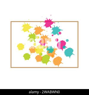 Rainbow paint splash background. Colorful explosion of holi paint. Colorful watercolor splashes. Bright watercolor vector spots. Watercolor Brush. Stock Vector