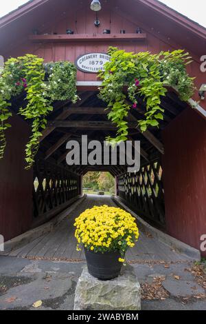 The Creamery Covered Bridge is a historic covered bridge in West Brattleboro, Vermont. Covered bridges in Vermont. Stock Photo