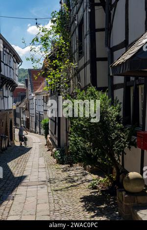 The old town centre of Essen-Kettwig, Ruhrstrasse, Essen NRW, Germany, Stock Photo