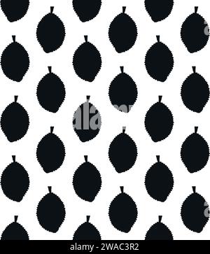 Vector seamless pattern of hand drawn durian fruit silhouette isolated on white background Stock Vector