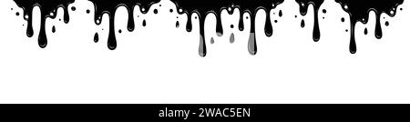 Paint dripping. Dripping liquid. Paint flows. Current paint, stains. Current drops. Current inks. Vector illustration. Flowing liquid. Stencil drops. Stock Vector