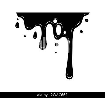 Paint dripping. Dripping liquid. Paint flows. Current paint, stains. Current drops. Current inks. Vector illustration. Flowing liquid. Stencil drops. Stock Vector