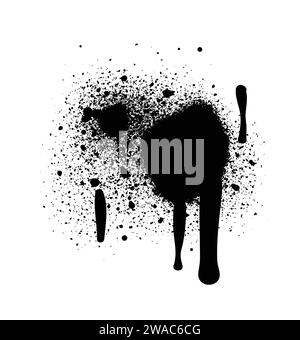 Black color spray paint or graffiti design element on the white wall background. Stock Vector