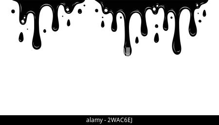 Paint dripping. Dripping liquid. Paint flows. Current paint, stains. Current drops. Current inks. Vector illustration. Flowing liquid. Stencil drops. Stock Vector