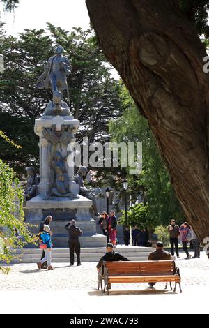 Ferdinand Magellan monument in Plaza Munoz Gamero aka Plaza de Armas.Punta Arenas.Patagonia.Chile Stock Photo