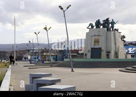 Goleta Ancud Schooner Monument and Fountain in Punta Arenas, Chile Stock Photo