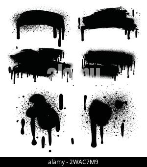 Spray Paint Abstract Vector Elements isolated on White Background. Lines and Drips Set. Street style. Stock Vector