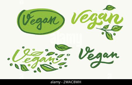 Vegan. Vector Lettering. Handwritten lettering for restaurant, cafe ...