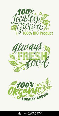 Hand drawn logos and labels farm animals with modern vintage typography ...