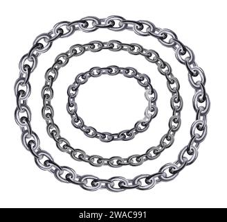 Silver chain isolated on white background. Realistic grey metal. Silver necklace. Platinum chain.  Luxury iron jewelry vector illustration for ads, fl Stock Vector