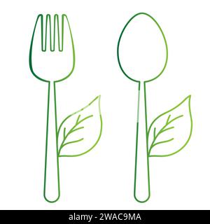 Line Icon Set of Healthy Food, Vegan food. Contains such Icons as Lactose, spoon and fork, icons collection Stock Vector