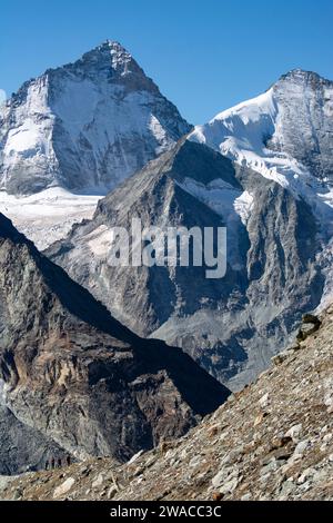 Landschaft rund um die Arpitettaz-Hütte, oberhalb von Zinal am Fuss des Weisshorns Stock Photo