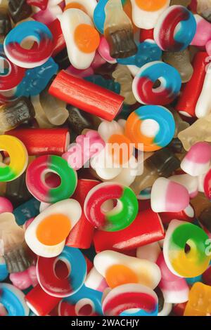 Tasty mix of jelly colorful candies. Delicious marmalade. Stock Photo