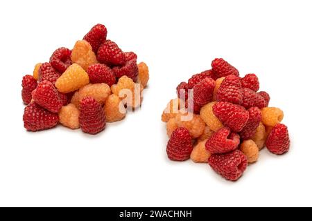 Tasty raspberries isolated on a white background. Stock Photo
