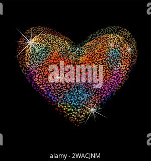 colored heart made of dots. hand drawing. Happy Valentine's Day. Not AI, sstkLOVE . Vector illustration Stock Vector