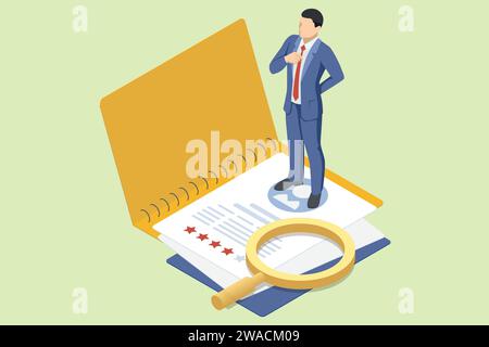 Isometric Online documentation database and digital file storage system or software. Archive managing online digital database Stock Vector