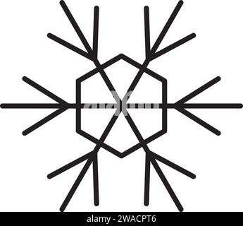 Cute snowflake isolated on white background. Flat snow icons, silhouette. Nice element for Christmas banner, cards. New year ornament. Vector illustration Stock Vector