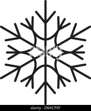 Cute snowflake isolated on white background. Flat snow icons, silhouette. Nice element for Christmas banner, cards. New year ornament. Vector illustration Stock Vector