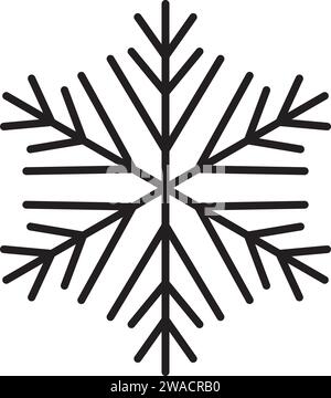 Cute snowflake isolated on white background. Flat snow icons, silhouette. Nice element for Christmas banner, cards. New year ornament. Vector illustration Stock Vector