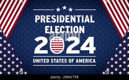 Banner for USA presidential election 2024 with American flag Stock