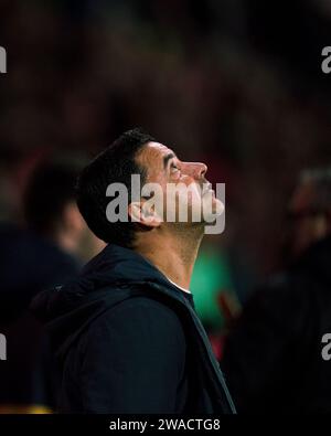 Girona, Spain, 3, January, 2024.  Spanish LaLiga EA Sports: Girona FC v Atletico de Madrid.  Michel (Coach).  Credit: Joan G/Alamy Live News Stock Photo