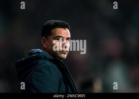 Girona, Spain, 3, January, 2024.  Spanish LaLiga EA Sports: Girona FC v Atletico de Madrid.  Michel (Coach).  Credit: Joan G/Alamy Live News Stock Photo