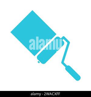 Freshly Painted wall - painting roller icon on white background. Symbol. From blue icon set. Stock Vector