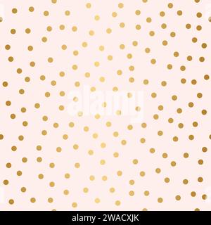 Celebration Confetti, Seamless pattern, golden dots on pink background Stock Vector