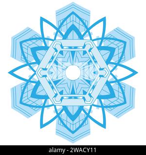 Big crystal snowflake in blue colors on transparent background. Transparency only in vector file. Vector illustration Stock Vector