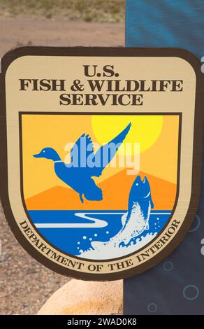 USFWS emblem, Ash Meadows National Wildlife Refuge, Nevada Stock Photo