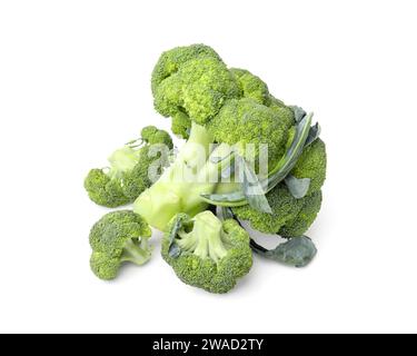 Pile of fresh raw green broccoli isolated on white Stock Photo