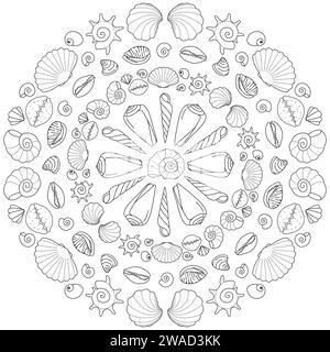 Sea mandala Coloring page. Anti stress coloring page for kids and ...