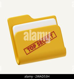 3d Top secret Folder. Confidential files. icon isolated on white background. 3d rendering illustration. Clipping path. Stock Photo